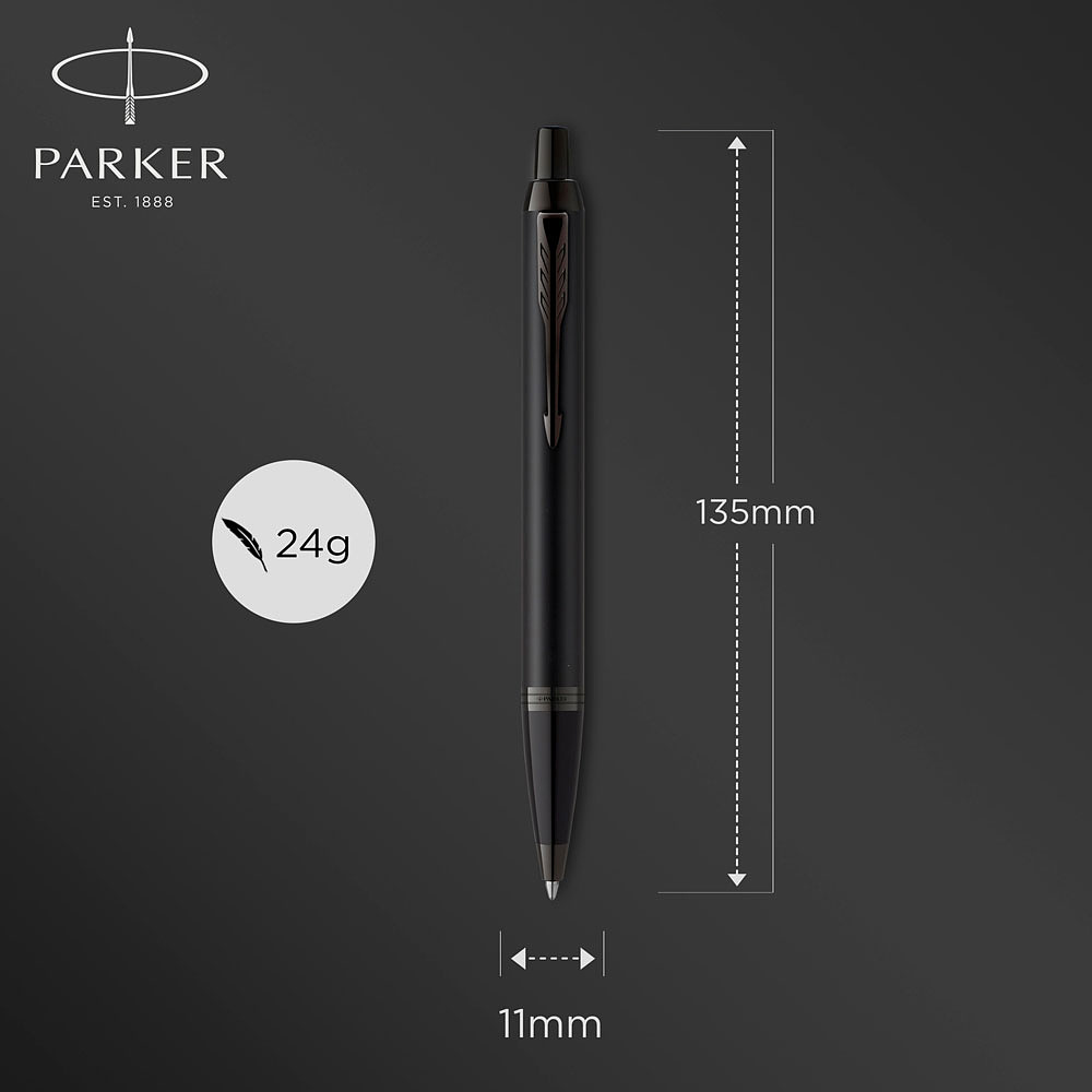 Ручка шариковая автоматическая Parker "IM Achromatic K317", 1.0 мм, черный, стерж. синий - 3