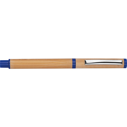 Набор "Macma 1255804": ручка шариковая автоматическая и роллер, бамбук, синий, светло-коричневый - 4