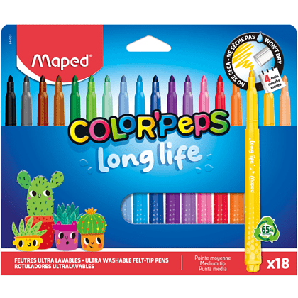 Фломастеры "Color Peps Long Life", 18 шт