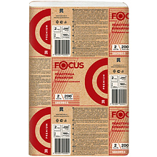 Полотенца бумажные Focus Premium, 200 листов, 2 слоя