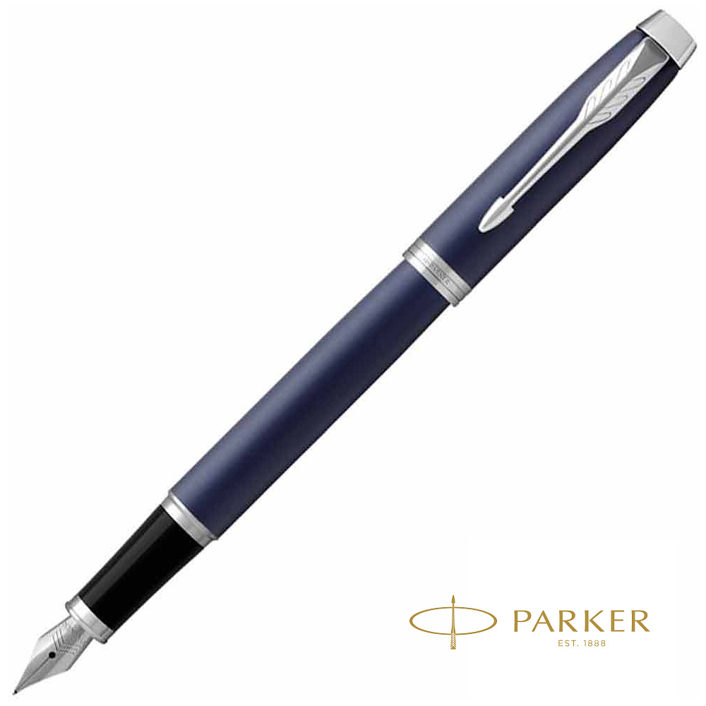 Ручка перьевая "Parker IM Matte Blue CT", F, синий, серебристый, патрон черный