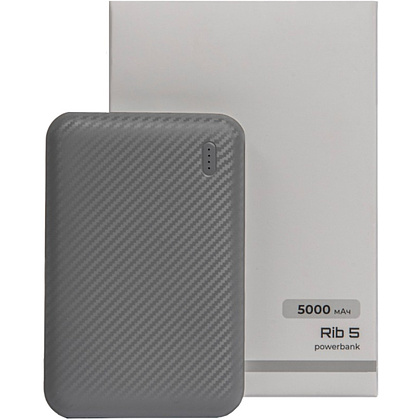 Внешний аккумулятор Power Bank "Rib 5", 5000 mAh, серый - 6