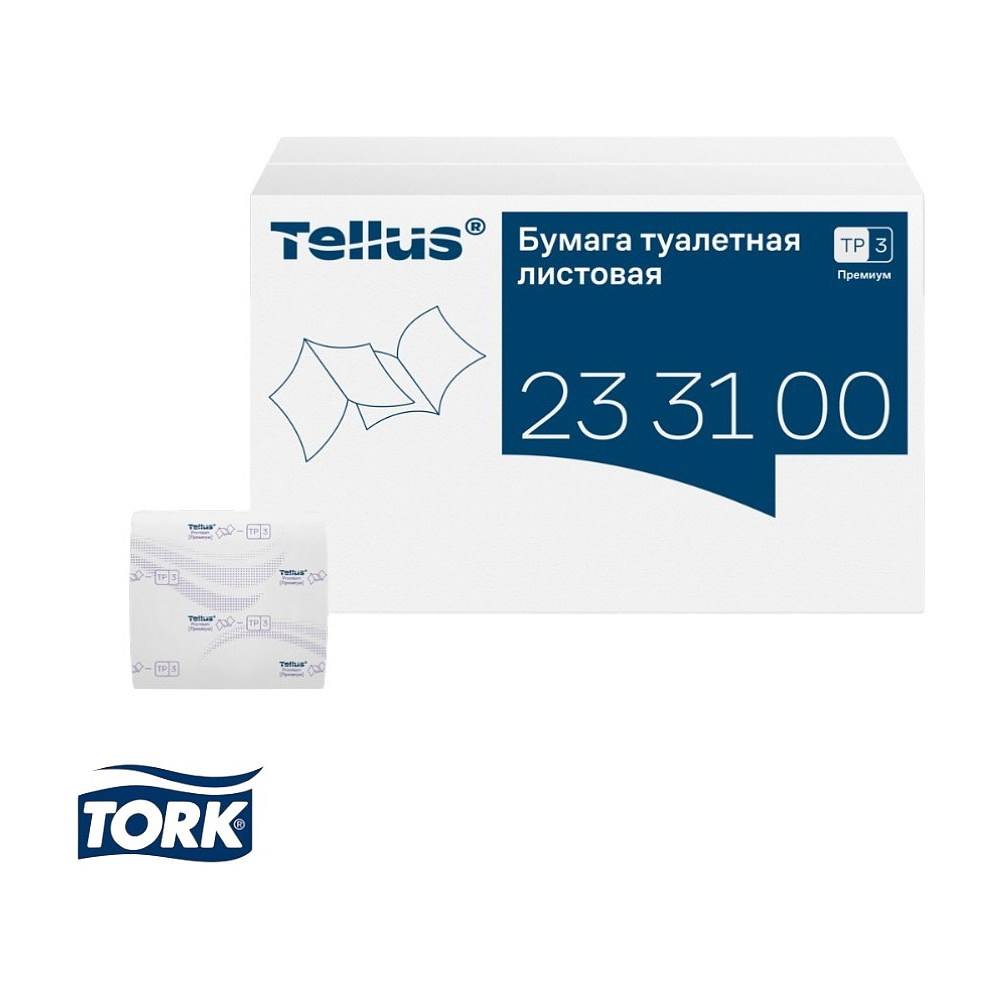 Бумага туалетная Tellus Премиум TР3, листовая, 200 листов, 2 слоя