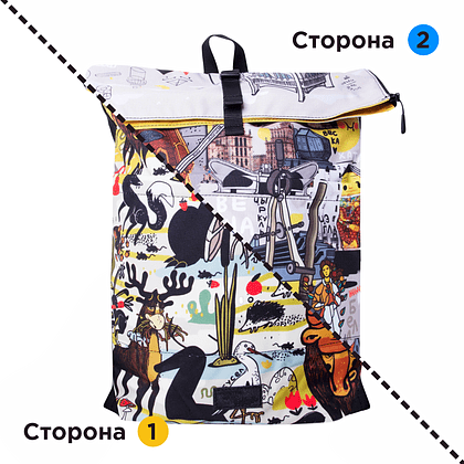 Рюкзак молодежный "Животные, Архитектура" двусторонний, разноцветный