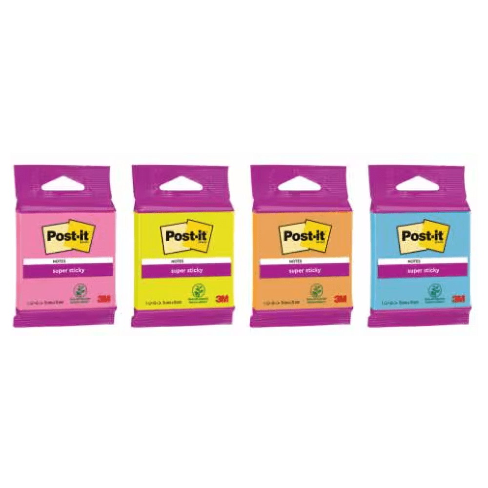 Бумага для заметок "Post-it SuperSticky", 76х76 мм, 45 листов, ассорти