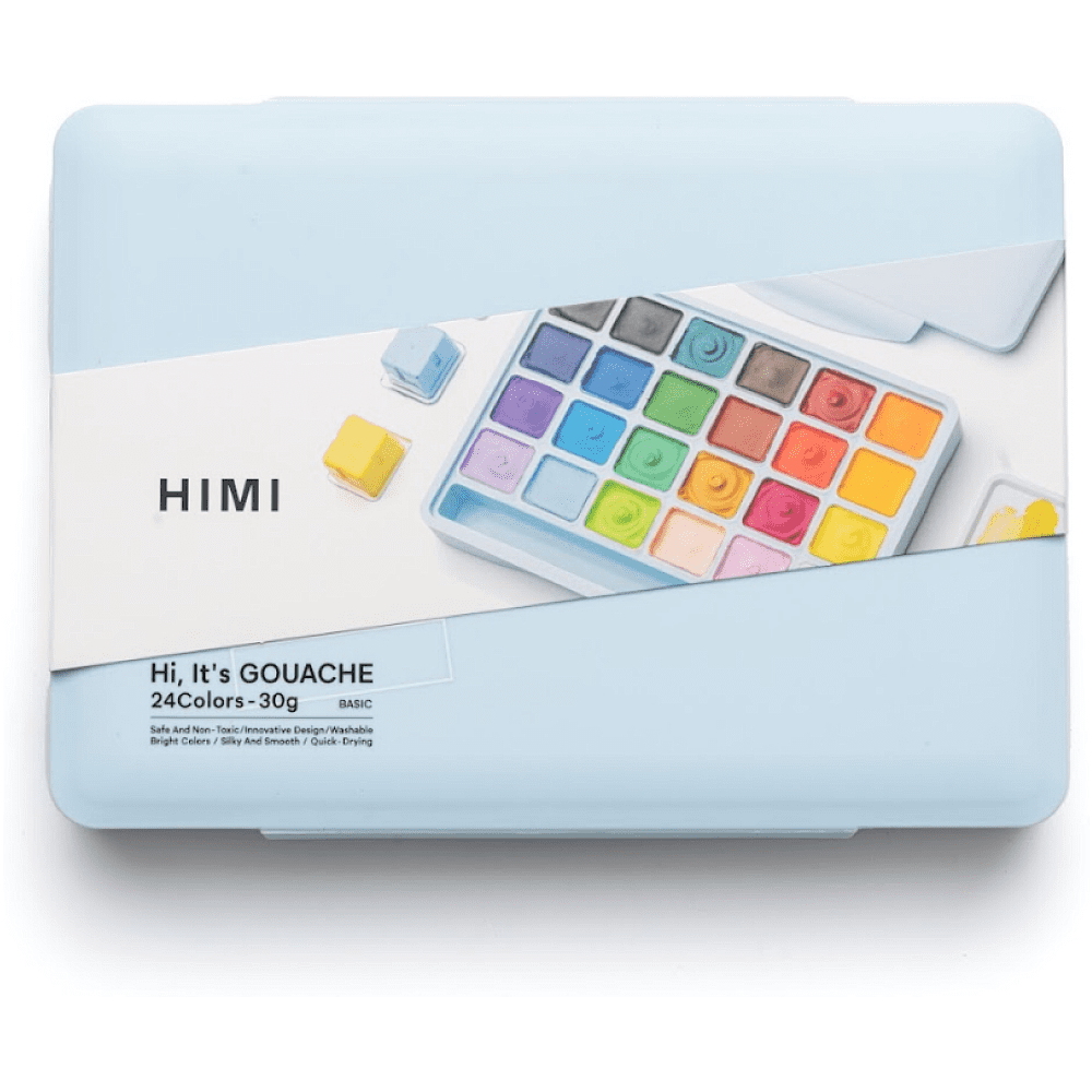 Краски гуашевые "Himi Jelly Cup. New vision", 24 цвета, кювета, холодный голубой футляр - 4