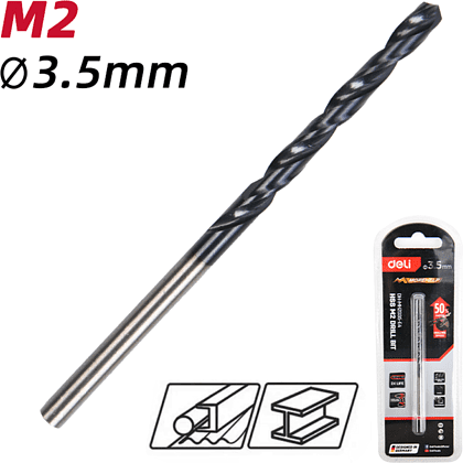 Сверло по металлу Deli RS EDH-MHZ035-E4, 3.5 мм, DIN 338, HSS-TiN - 2