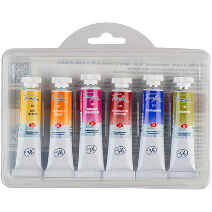 Краски акварельные "Белые ночи полночь классика", набор 6 цветов, тубы - 4