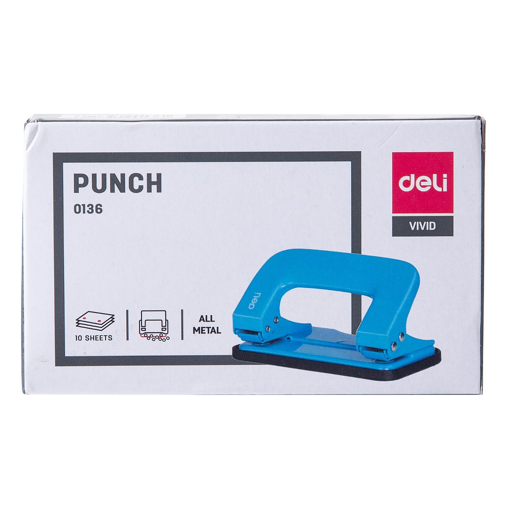 Дырокол "Deli 0136", 10 листов, ассорти - 4