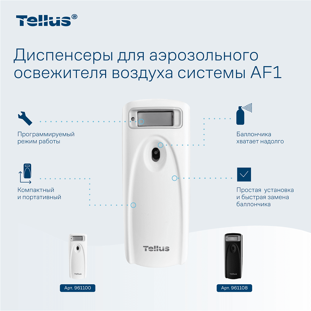 Диспенсер Tellus для аэрозольного освежителя воздуха, электронный, белый, AF1 - 3
