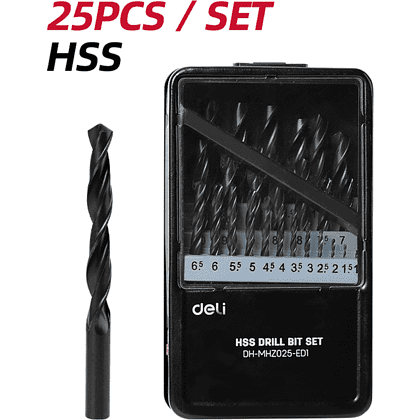 Набор сверел по металлу Deli RS EDH-MHZ025-ED1, 1-13 мм, DIN 338, 25 шт. - 2