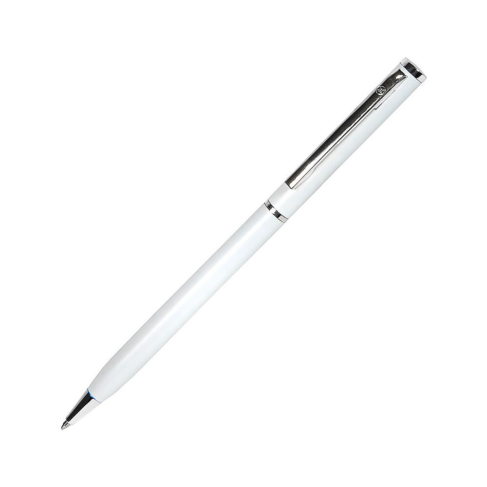 Ручка шариковая автоматическая "Slim 1100", 1.0 мм, белый, серебристый, стерж. синий
