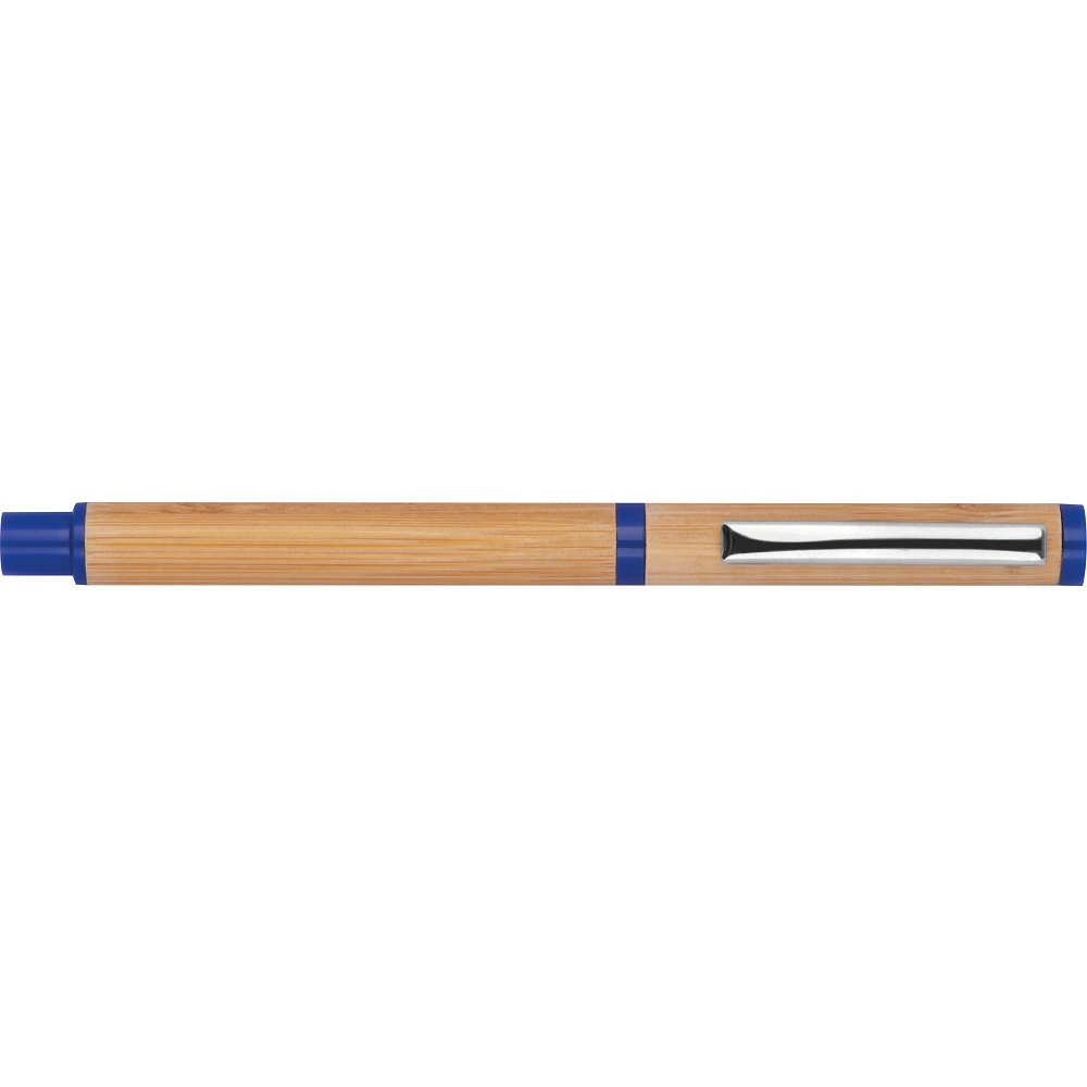 Набор "Macma 1255804": ручка шариковая автоматическая и роллер, бамбук, синий, светло-коричневый - 7