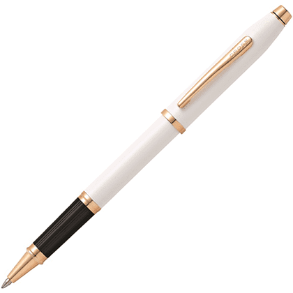 Ручка роллер "Century II Pearlescent White Lacquer", 0,7 мм, жемчужный, розовое золото, стерж. черный