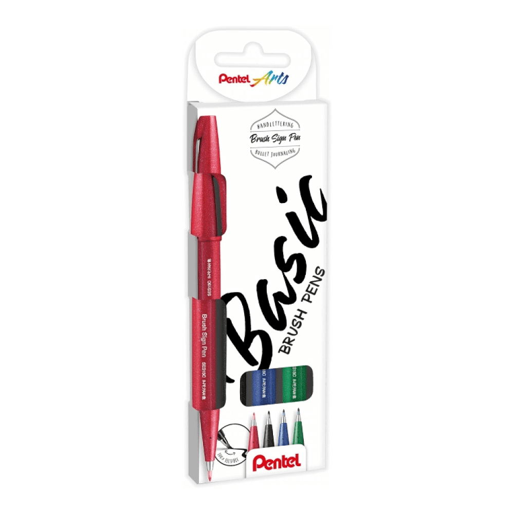 Маркер-кисть "Brush Sign pen. Basic", 4 шт