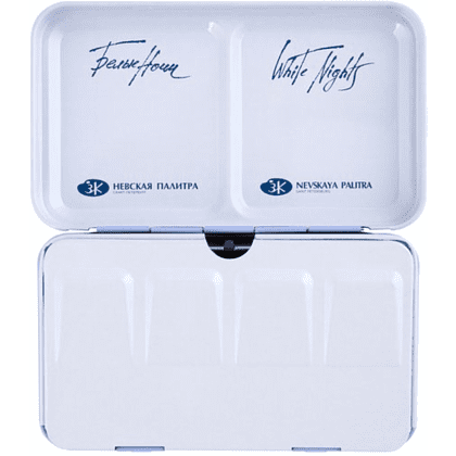 Пенал для акварели "Белые ночи" на 12 кювет, металл, светло-голубой - 5