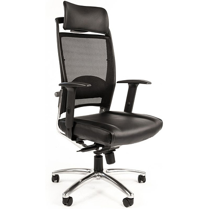 Кресло для руководителя "Chairman Ergo 281 Chrome", кожа, металл, черный