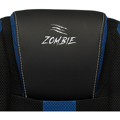 Кресло игровое "Бюрократ Zombie 9", текстиль, экокожа, пластик, черный, синий - 7