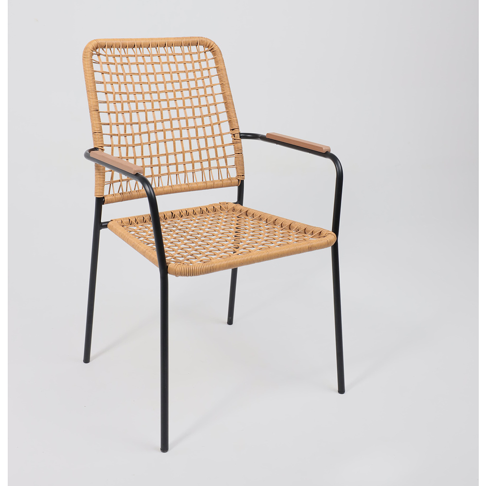 Кресло садовое AksHome BERGAMO, PE искусственный ротанг, черный, коричневый - 16