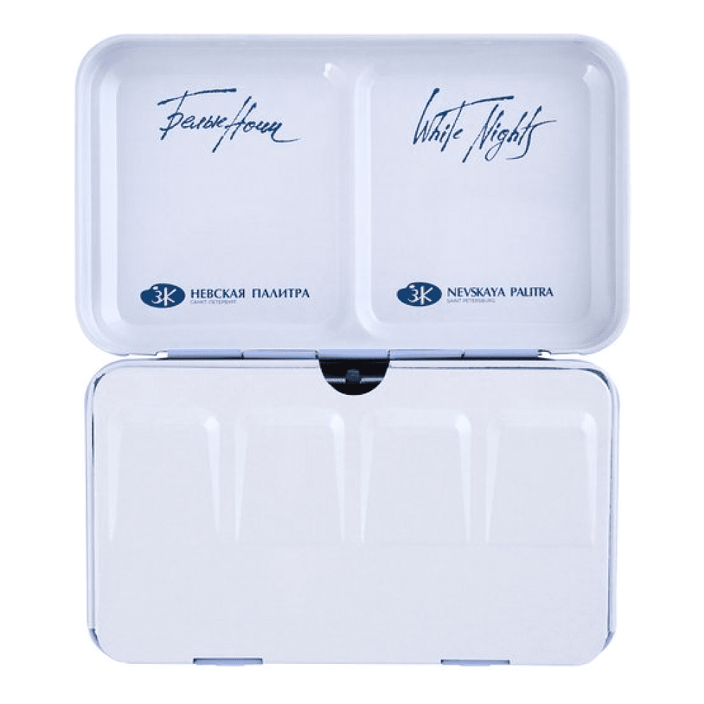 Пенал для акварели "Белые ночи" на 12 кювет, металл, светло-голубой - 5