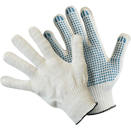 Перчатки трикотажные х/б, с ПВХ покрытием Точка из 6-и нитей, 10 кл. вязки, белый