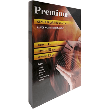 Обложка для переплета Office Kit, A3, картон под кожу, черная, 100 шт  - 3