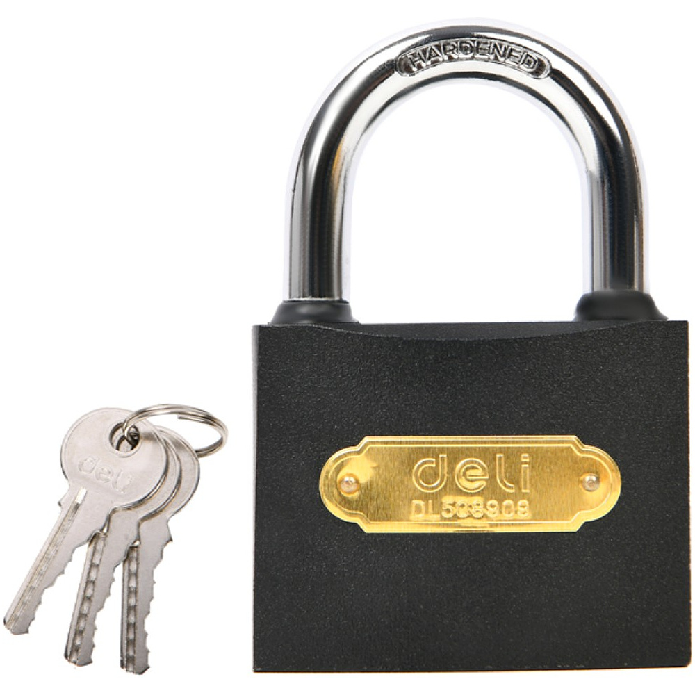 Замок навесной Deli YS EDL508909, 75 мм, автомат, 3 ключа, защита от влаги