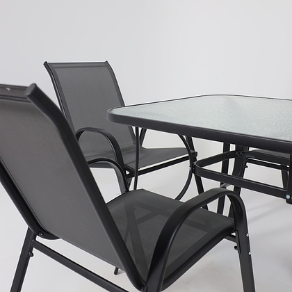 Комплект мебели садовой AksHome SUNBEAM (стол 1 шт, 6 кресел, зонт 1 шт), серый, черный - 21