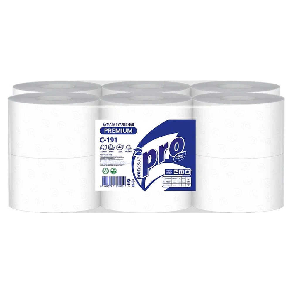 Бумага туалетная  PROtissue 170м, 2 слоя, Instant, 100% целлюлоза