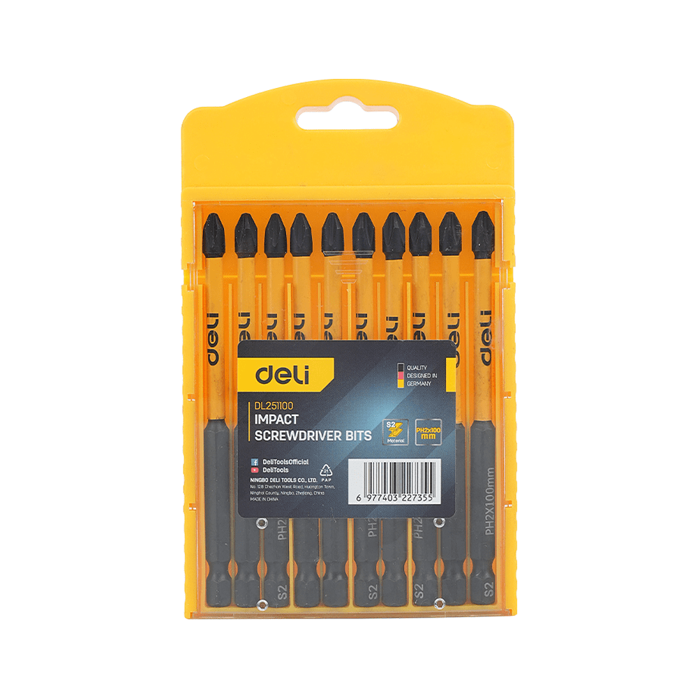 Бита ударная Deli YS EDL251100, 10 шт., PH2 x 100 мм - 2