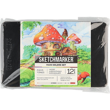Цветные карандаши акварельные "Sketchmarker Основные цвета", набор 12 цветов, жестяной пенал - 2