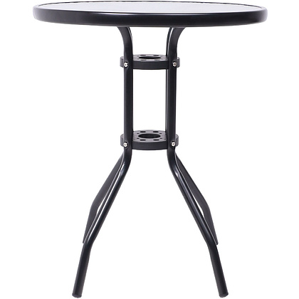 Стол садовый VERONA, 600х600х730 мм, сталь, черная, закаленное стекло 5мм - 5