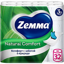 Бумага туалетная Zemma Natural Comfort, 32 рулона, 3 слоя, белый 