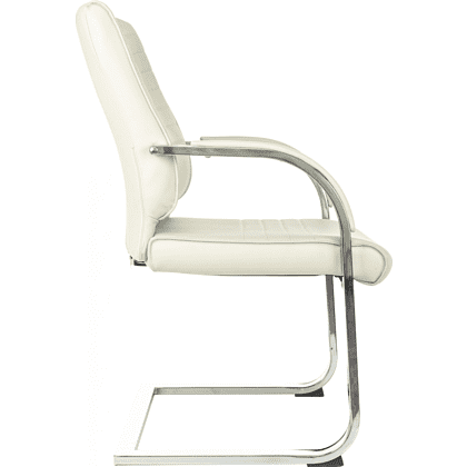 Кресло на полозьях "Бюрократ T-8010-LOW-V", экокожа, слоновая кость, металл хром - 3