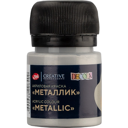 Краска акриловая металлик "Декола", 966 серебро, 20 мл., банка