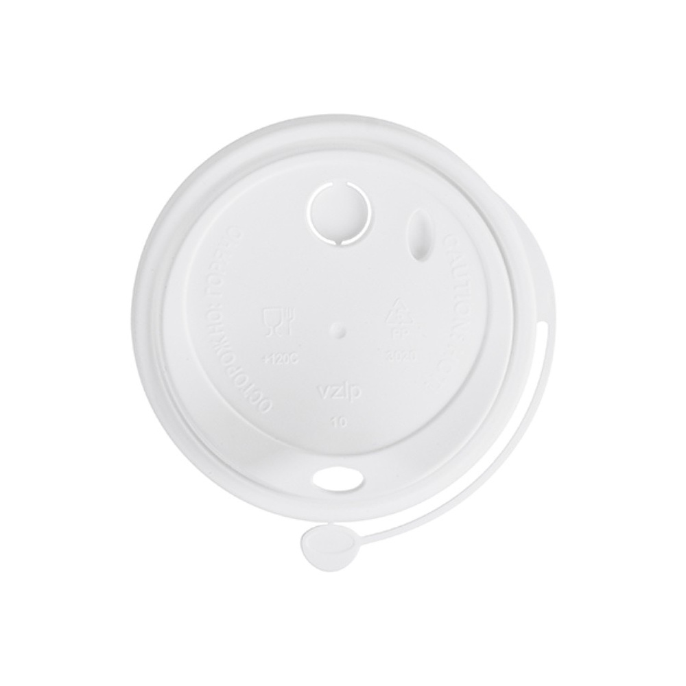 Крышка пластиковая для стаканов d=80 мм, для горячих напитков, 50 шт/упак, флип-топ, белый - 2