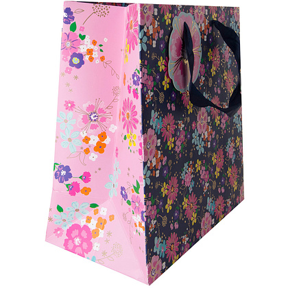 Пакет бумажный подарочный "Navy floral", 33x16.5x33 см, разноцветный - 5