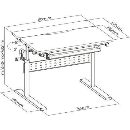 Комплект Ergosmart ученический Smart 80: стол E602 GREY, полка к столу E611 WHITE, накладка Е511 - 11