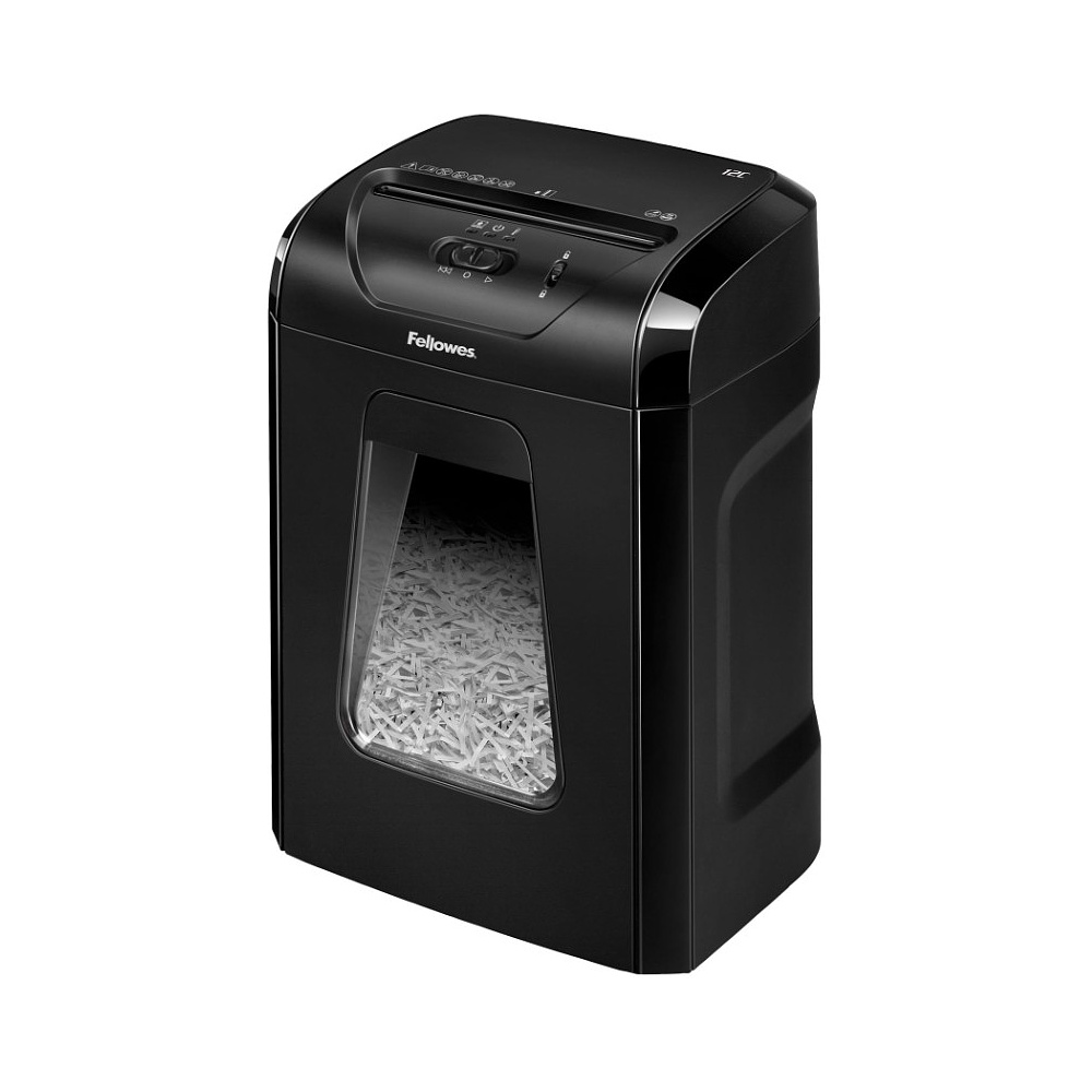 Уничтожитель Fellowes PowerShred 12C, DIN P-4, 4х40мм, 12 листов, 18 литров, Safety Lock - 3