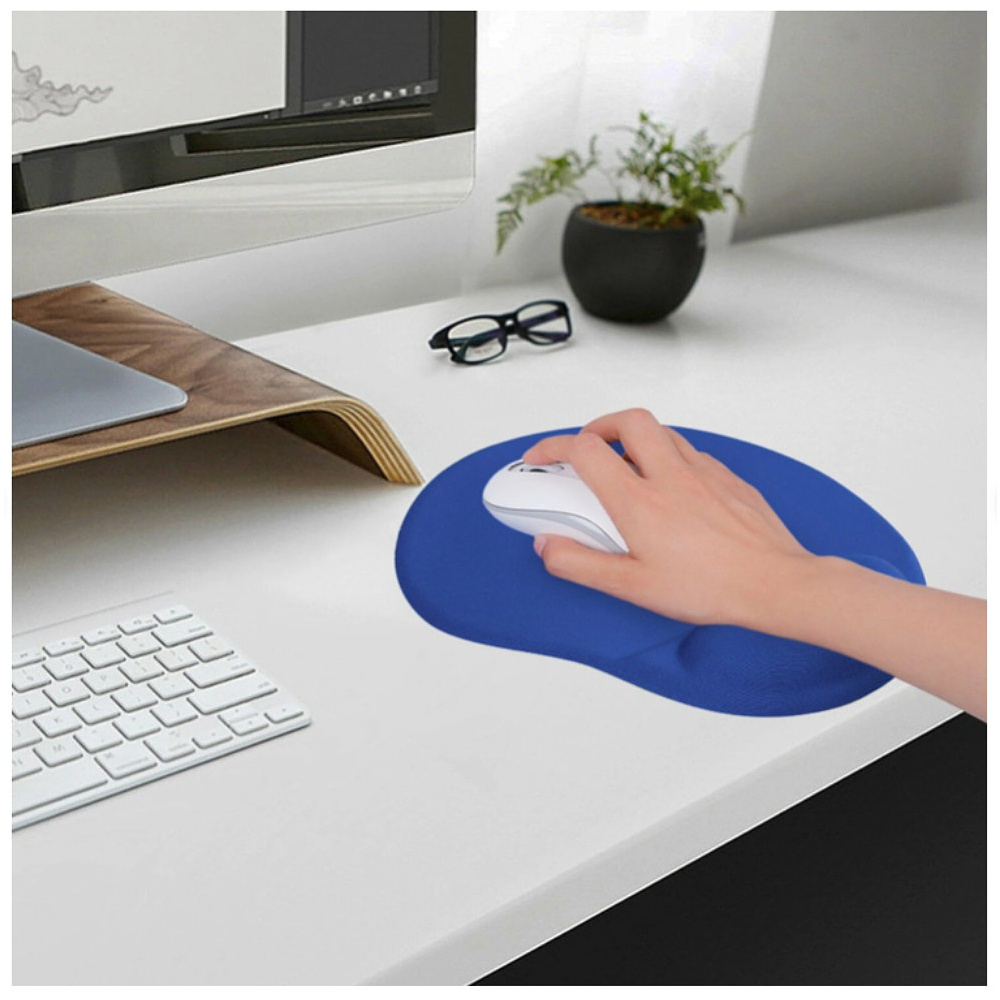 Коврик для мыши "Sonnen", 250х220х20 мм, полиуретан, лайкра, с подушкой под запястье, синий - 3