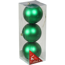 Шар елочный "Матовый", 10 см, пластик, зеленый, 3 шт/уп.