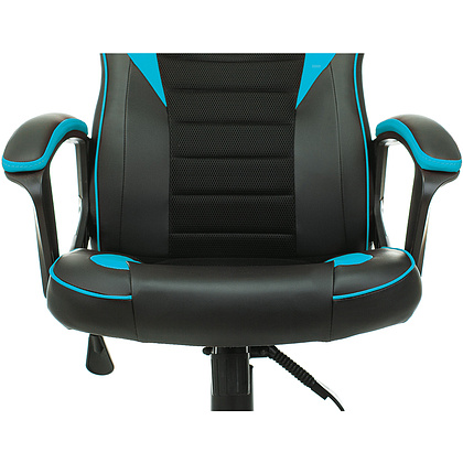 Кресло игровое Бюрократ "Zombie GAME 16", ткань, экокожа, пластик, черный, голубой - 8