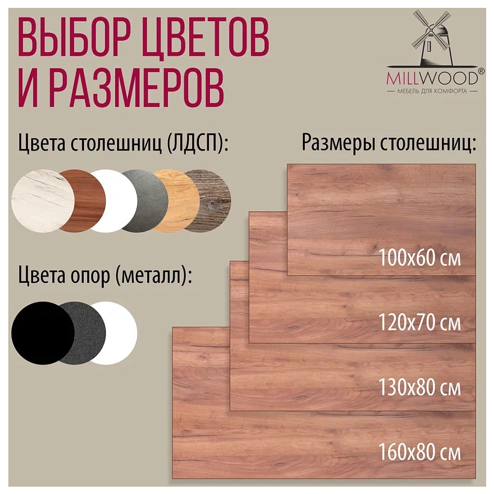 Стол Millwood Сеул, 1600х800 мм, дуб табачный крафт, черный - 8