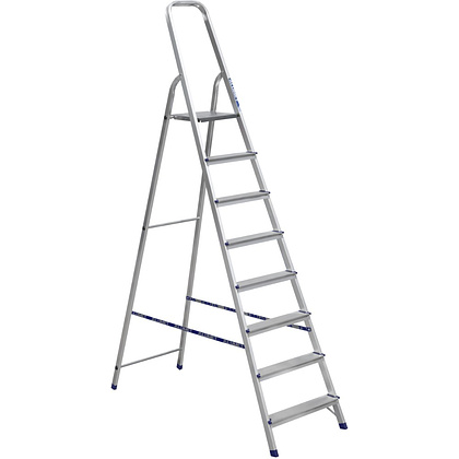 Лестница-стремянка Алюмет АМ708, алюминиевая матовая, 8 ступеней