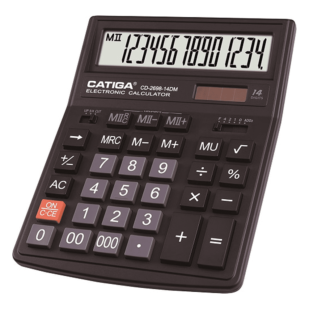 Калькулятор настольный CD-2698-14DM Catiga, 14-разрядный, пластик, черный