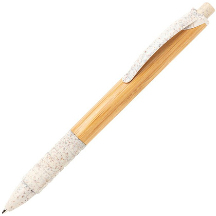 Ручка шариковая автоматическая Xindao "P610.537", 1,0 мм, бамбук, коричневый, белый, стерж. синий