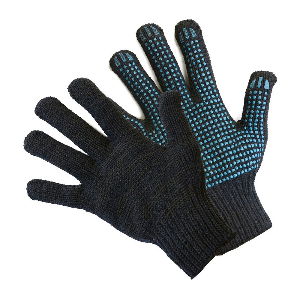 Перчатки трикотажные х/б, с ПВХ покрытием Точка из 6-и нитей, 7,5 кл. вязки, черный