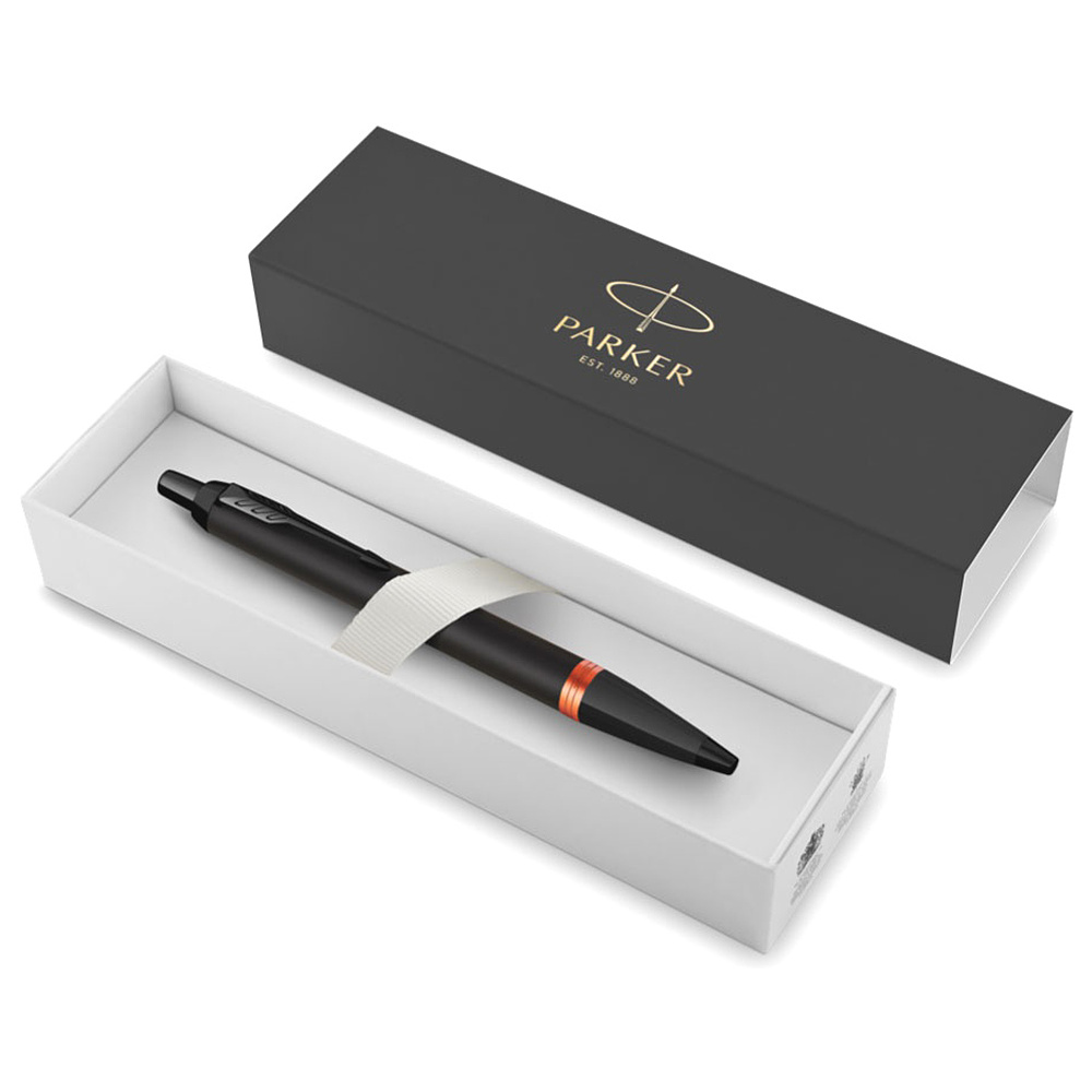 Ручка шариковая автоматическая Parker "IM Vibrant Rings K315", 0,7 мм, черный, оранжевый, стерж. синий - 2