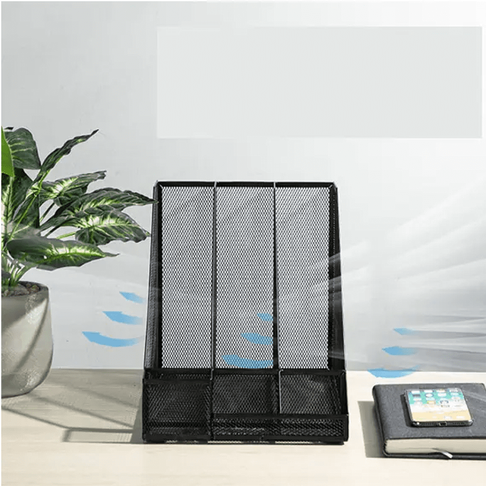 Модуль вертикальный Deli с органайзером, 3 отделения, черная сетка - 3