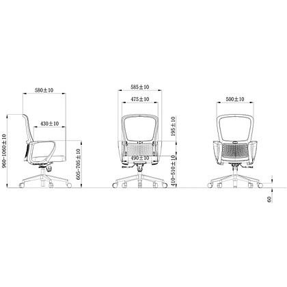 Кресло компьютерное SitZone U-069B, сетка, ткань, пластик, черный - 5